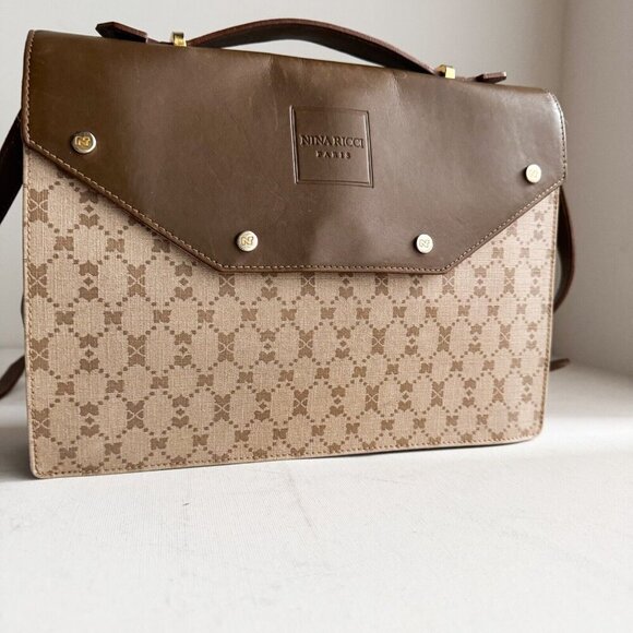 Vintage Nina Ricci Coated Canvas Leather Small Messenger Bag - Picture 2 of 16